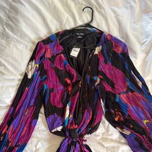 Women's Floral Blouse - Purple and Pink